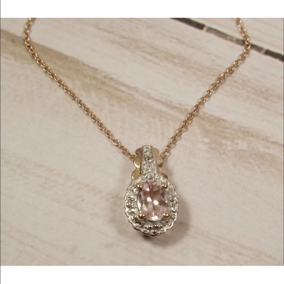 Sterling Silver Morganite Rose Gold Plate Set - Picture 5 of 8